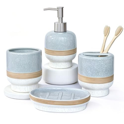 White Ceramic Bathroom Accessories Set, 4 Pieces - Modern & Elegant