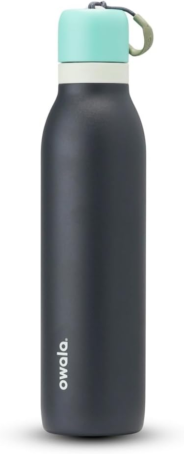 Owala FreeSip Insulated Stainless Steel Water Bottle - 24 oz, BPA-Free, Straw, Blue/Grey (Foggy Tide)