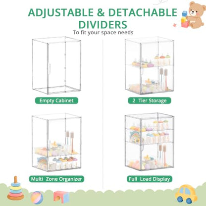 X-Large Baby Bottle Storage Organizer 3 Tiers Adjustable with Magnetic Door
