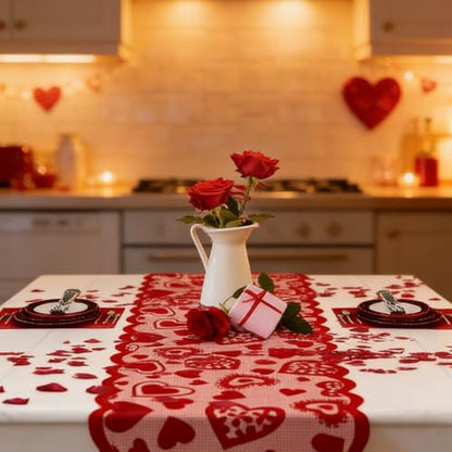 Valentine's Day Decor Red Lace Table Runner 13x72 Inch for Wedding & Romantic Events - Variation of THIS listing