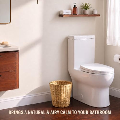 Natural Water Hyacinth 2-Pack 3 Gallon Decorative Wicker Trash Cans for Bathroom