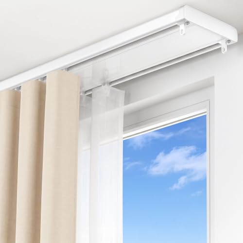 Heavy Duty Double Ceiling Curtain Track 8ft White - Silent & Strong