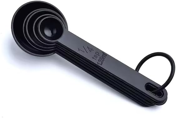 Ovenza Measuring Cups and Spoons Set - 10-Piece Plastic Kitchen Tools for Baking | Black Color