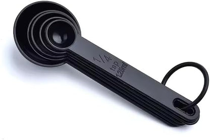 Ovenza Measuring Cups and Spoons Set - 10-Piece Plastic Kitchen Tools for Baking | Black Color