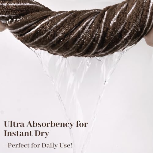 Brown and Ivory 8-Piece Cotton Towel Set - Striped Bath Towels & Washcloths