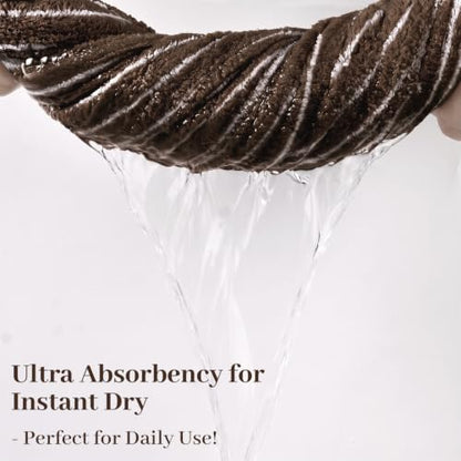 Brown and Ivory 8-Piece Cotton Towel Set - Striped Bath Towels & Washcloths