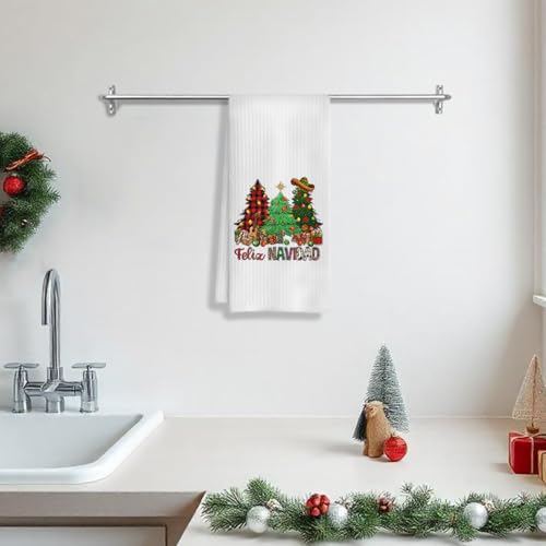 Christmas Kitchen Towels 16x24 Inch Feliz Navidad Spanish Holiday Dish Hand Towels - 16-Christmas Towel