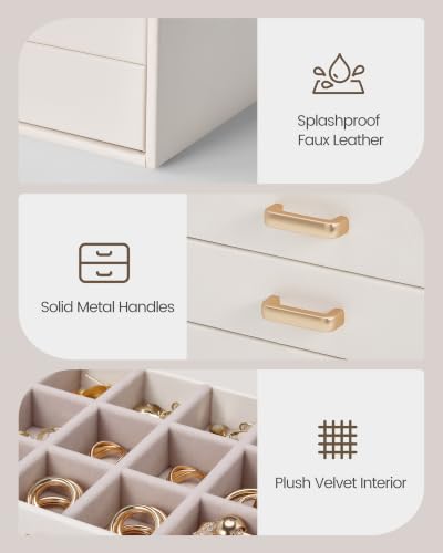 Lolalet Earring Organizer Jewelry Box with Clear Lid - Beige, 5 Layers