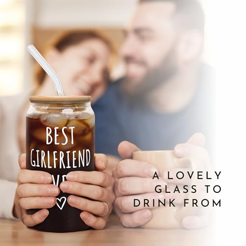 Girlfriend Gift Can Glass - 16 Oz with Lid, Straw & Brush - Variation 4
