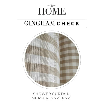 Farmhouse Gingham Shower Curtain with Tassels - 72x72 Inches, Black & White