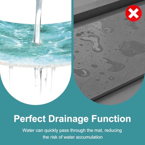 Non Slip Shower Mat 24x24 Inch Loofah Bath Rug - Square, Durable & Fast Draining