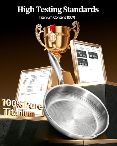 8-Inch Titanium Frying Pan with Lid - Nonstick, Oven Safe, Dishwasher Safe