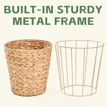 3 Gallon Wicker Trash Can - Natural Rattan Waste Basket for Bathroom & Home