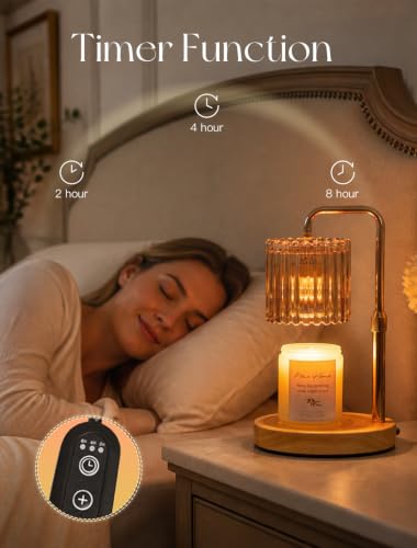 Amber Housewarming Gift Set with Scented Candle and Candle Warmer Lamp - Gold