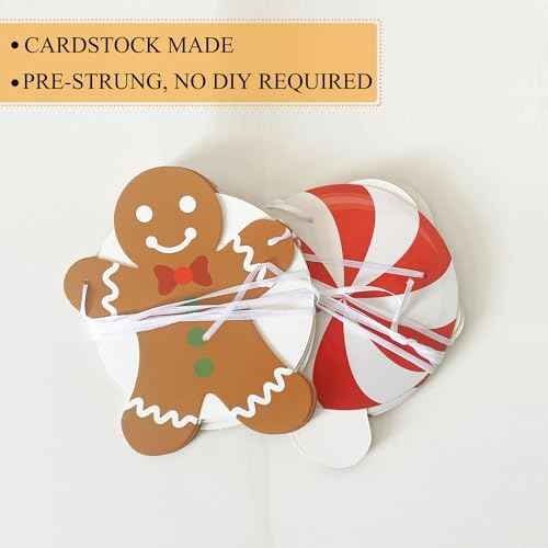 Uniwish Peppermint Gingerbread Man Banner Garland Christmas Hanging Decorations Christmas Tree Ornaments for Home Office Decor New Year Xmas Holiday Party Supplies