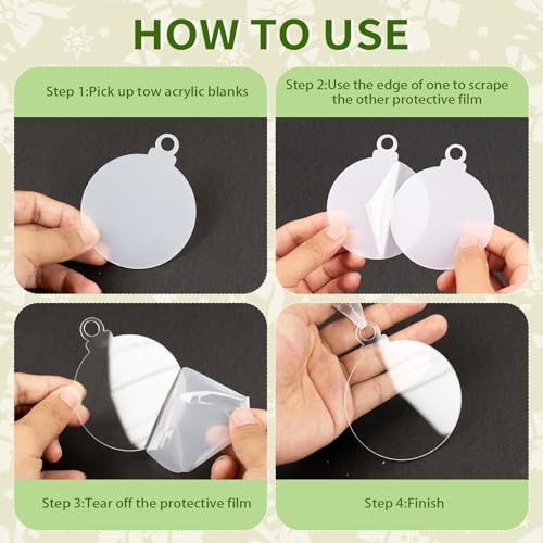 Clear Acrylic Ornament Blanks 3-Inch - 100 Pack for DIY Christmas Crafts