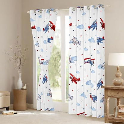 Manfei Vintage Aircraft Window Drapes Vehicle 06 Blackout Curtains 42W x 84L Inch