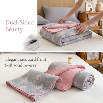 All-Season 4-Layer Cotton Muslin Quilt Blanket - Breathable & Soft