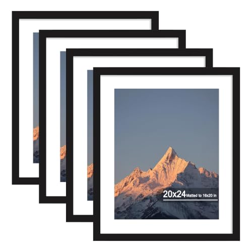 20x24 Wood Picture Frame Set of 4 Wall Mount Black - Fits 16x20 & 20x24 Photos