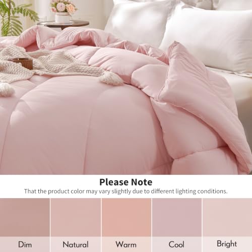Pink Twin Ultra-Soft Jersey Knit Comforter - Lightweight All-Season Down Alternative