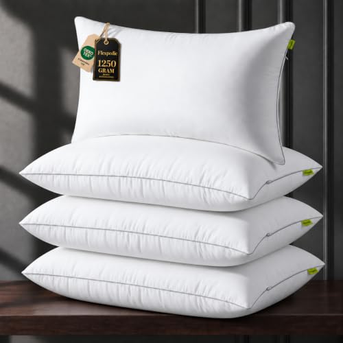 FP FLEXPEDIC Adjustable Loft Firm King Size Hotel Pillow Set of 4 White