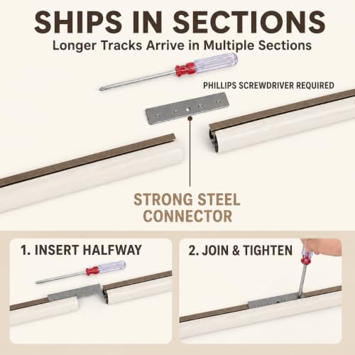 Aluminum Double Curtain Track Rod Wall Mount 12ft with Dual-Layer Light Control