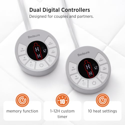Queen Heated Mattress Pad with 4 Zones & Memory Function - Bed Warmer