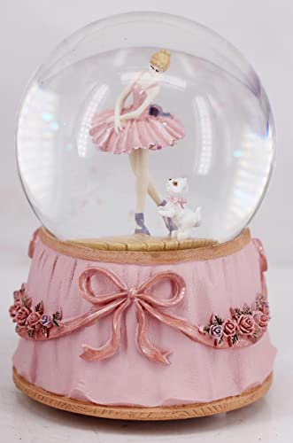 Ballerina Snow Globe with Swan Lake Tune - Dancer with Puppy Variation