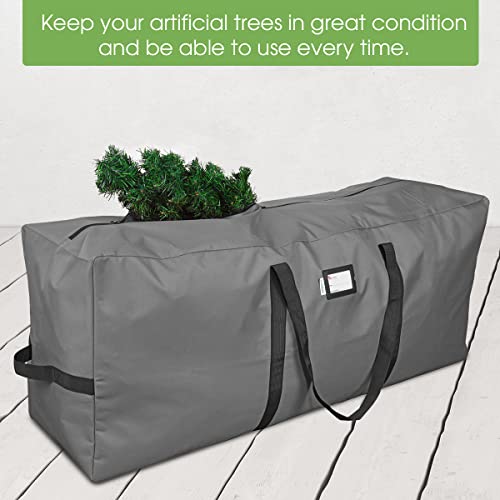 Heavy Duty Christmas Tree Storage Bag - Fits Up to 7.5 Ft Disassembled Tree - Gray