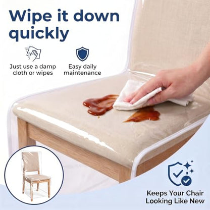 4 Pack Clear Plastic Dining Chair Covers - 6 Mil Thick Seat Protectors (Variation 4)
