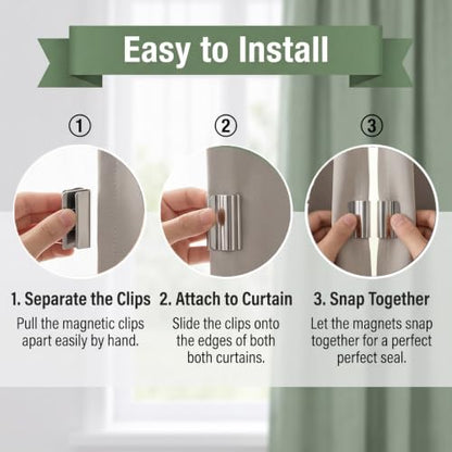 Magnetic Curtain Clips Closure Set for Window Privacy - 12 Pairs