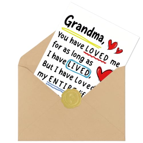 Grandma Birthday Card with Envelope & Stickers - Variation DA-0124, 7x5 Inch