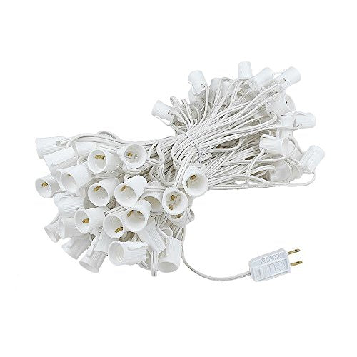 100 Foot Outdoor C9 String Light Set with White Sockets - Holiday & Christmas Lighting