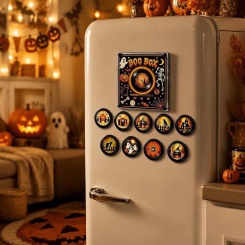 Halloween Magnetic Vinyl Player with NFC Touch-to-Play & 9 Discs - Festive Music Box Set