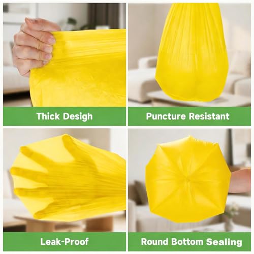 4 Gallon Small Biodegradable Bathroom Trash Bags with Handles - Colorful 100 Pack