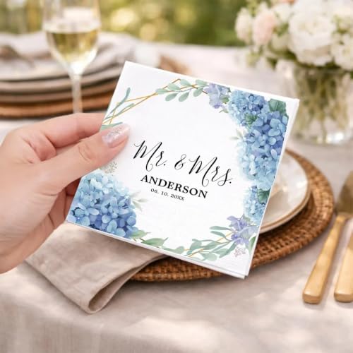 Personalized Wedding Napkins - Custom Elegant Reception Decor DS 03
