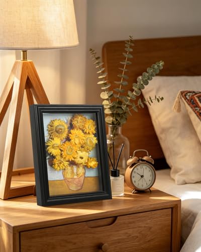 6x8 Black Shadow Box Frame with 0.7 Inch Inner Depth - Real Glass Front