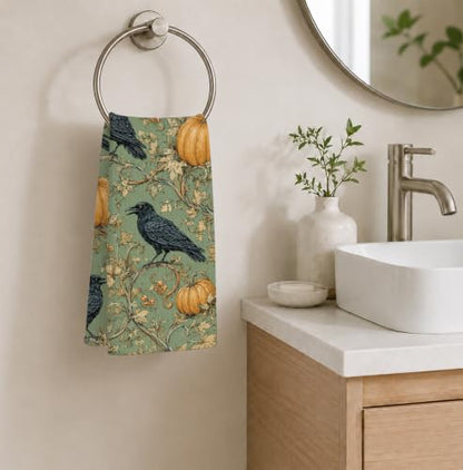 Black Crow Halloween Kitchen Bathroom Towel - 16x24in Decorative Hand Towel Variation