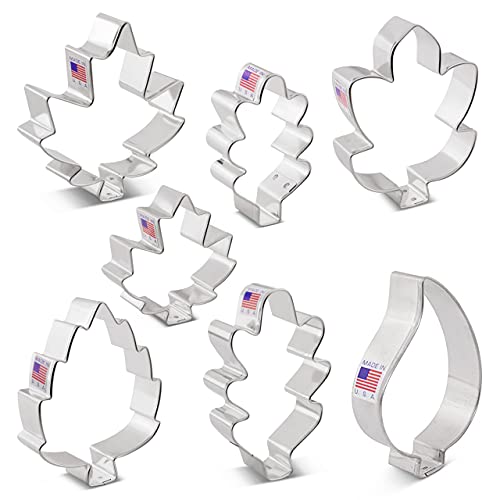 Ann Clark Leaf Cookie Cutters Set of 7 - Fall Leaf Shapes, Made in USA (Variation: 7-Piece Leaves)