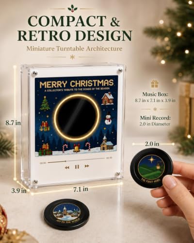 Let It Spin Christmas Vinyl Record Player Fridge Magnet with LED Personalized Music Box - Variation #1