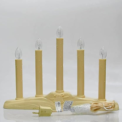 5 Light Vintage Electric Candolier Window Candles with Ivory Bases - 6 C7 Bulbs, Variation: Clear+5 Lights