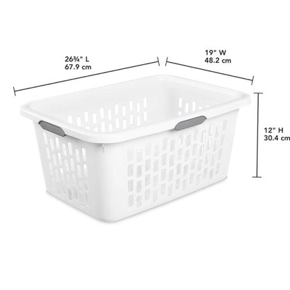 SIT MART 2 Bushel Large Plastic Laundry Basket with 4 Comfort Grip Handles, White - Durable, Lightweight, Spacious Laundry Storage for Home, Dorm, and Apartments