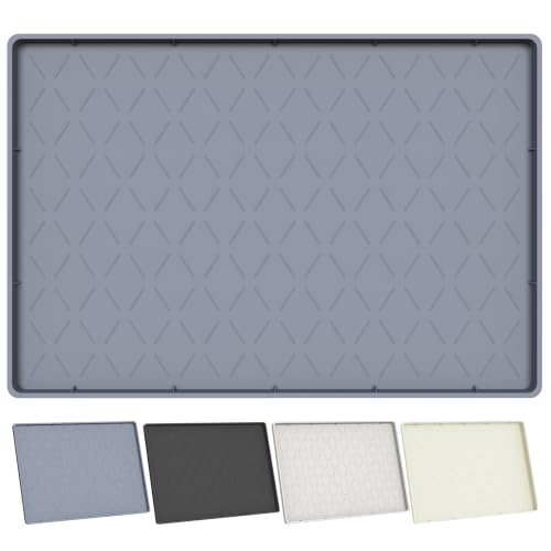 Extra Thick Waterproof Under Sink Mat 34x22 Inches with Raised Edge - Gray