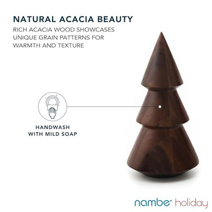 Acacia Tree Set - Handcarved Wooden Holiday Decor for Tabletop & Mantel