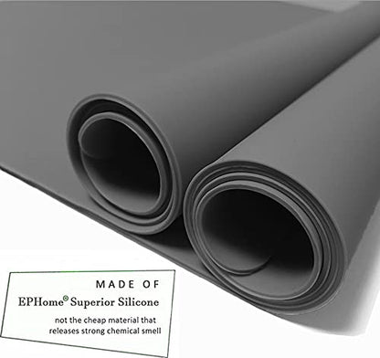 EPHome 2Pack Extra Large Multipurpose Silicone Nonstick Pastry Mat, Heat Resistant Nonskid Table Mat, Countertop Mat, 23.6''x15.75'' (Dark Gray)