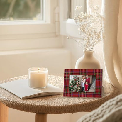 Christmas Picture Frame, Red Green Plaid Holiday Photo Frame, 4x6 Table Decor Gift