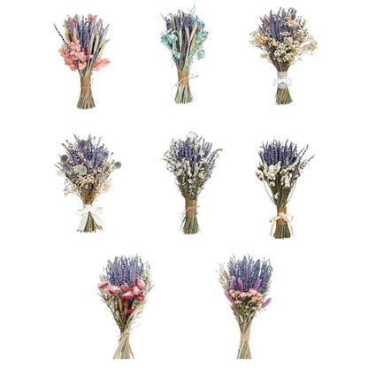 Dried Lavender & Baby's Breath Bouquet - 17.7 Inch Rustic Floral Decor B