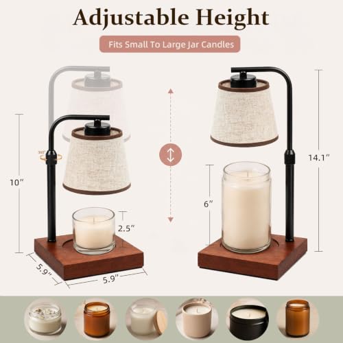 Black Dimmable Candle Warmer Lamp with Timer - L-Shape Table Light