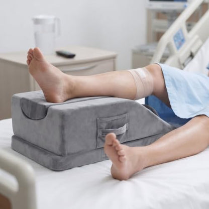 Adjustable Leg Elevation Pillow for Post-Surgery & Swelling Relief - Memory Foam Wedge