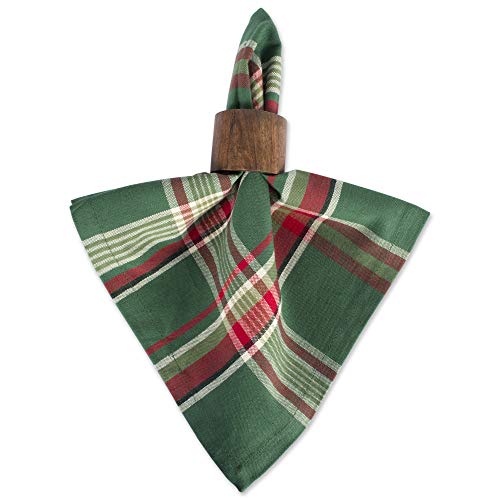 Christmas Cloth Napkin Set 18x18 Inches - Dark Green Plaid, 6 Pack